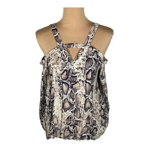 ENTRO Snake Print Off The Shoulder Blouse Small